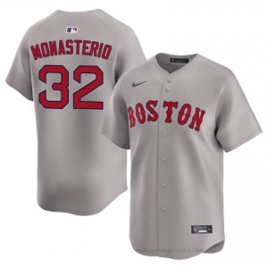 #32 Andruw Monasterio Gray Men BoSox Official Stitch Baseball Jersey 5Vvjcy87