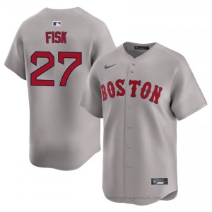 Carlton Fisk #27 Red Sox Gray Men Pro-Grade Stitch Baseball Jersey 00A1Vm99