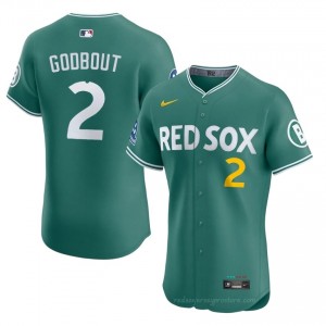 BOS Red Sox #2 Henry Godbout Green Men Player Stitch Baseball Jersey J1T4Pu10