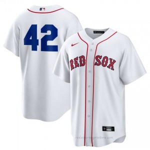 Men Jackie Robinson Day #42 Boston Red Sox White Authentic Stitch Baseball Jersey 4v28cD93