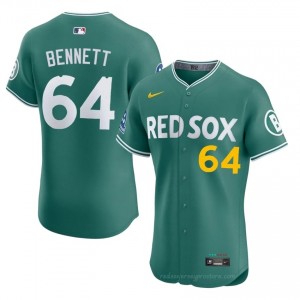 BOS Red Sox #64 Jake Bennett Green Men Player Stitch Baseball Jersey 6M1I3088