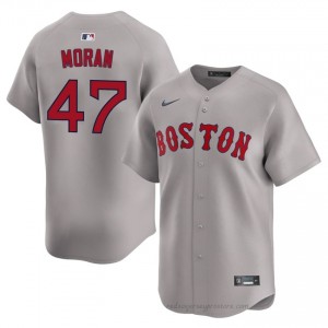 #47 Jovani Moran Gray Men BoSox Official Stitch Baseball Jersey G542H695