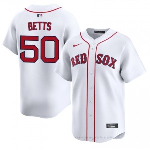 Mookie Betts #50 Red Sox White Men Limited Embroidery Baseball Jersey 13J3x340