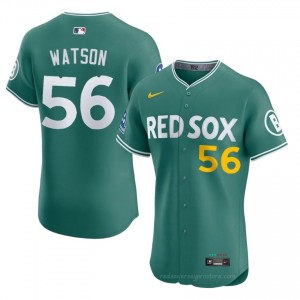 #56 Ryan Watson Green Men BoSox Official Stitch Baseball Jersey 75pMvJ65