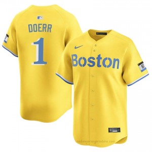 BOS Red Sox #1 Bobby Doerr Gold Men Premium Embroidery Baseball Jersey 8cE8O282