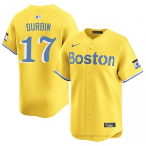 BOS Red Sox #17 Caleb Durbin Gold Men Premium Embroidery Baseball Jersey ag50Ml60