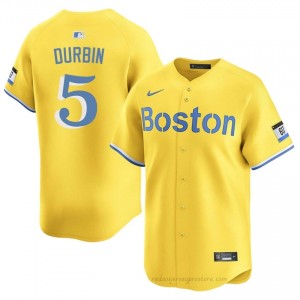 BOS Red Sox #5 Caleb Durbin Gold Men Premium Embroidery Baseball Jersey l6xF3299
