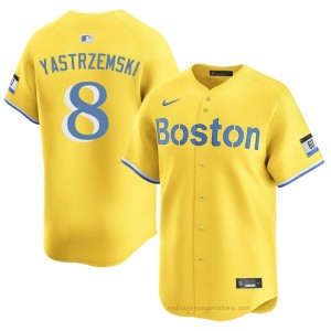 #8 Carl Yastrzemski Gold Men BoSox Gameday Embroidery Baseball Jersey 60L33M40