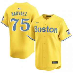 Men Carlos Narvaez #75 Boston Red Sox Gold Game Embroidery Baseball Jersey HpN6K868