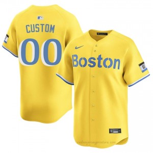 Men Custom #00 Boston Red Sox Gold Game Embroidery Baseball Jersey j71WeG83