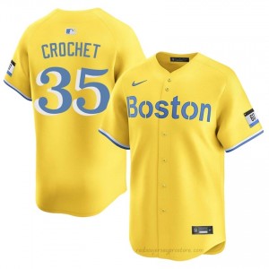Men Garrett Crochet #35 Boston Red Sox Gold Game Embroidery Baseball Jersey T460Qq26