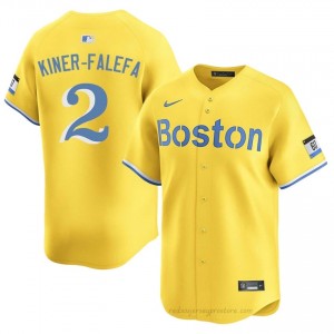 Isiah Kiner-Falefa #2 Red Sox Gold Men Limited Embroidery Baseball Jersey l0Q25363