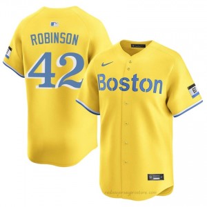 Jackie Robinson #42 Red Sox Gold Men Limited Embroidery Baseball Jersey 85N17753