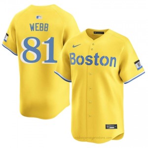 #81 Jacob Webb Gold Men BoSox Gameday Embroidery Baseball Jersey 7r8UP680