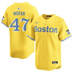#47 Jovani Moran Gold Men BoSox Gameday Embroidery Baseball Jersey Tbl4c387
