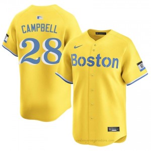 BOS Red Sox #28 Kristian Campbell Gold Men Premium Embroidery Baseball Jersey 1i42Dk14