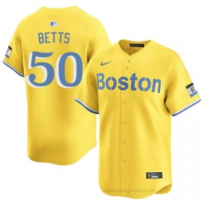 Men Mookie Betts #50 Boston Red Sox Gold Game Embroidery Baseball Jersey ga704782