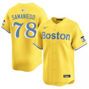 Tyler Samaniego #78 Red Sox Gold Men Limited Embroidery Baseball Jersey 2N77q196
