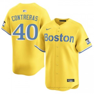 #40 Willson Contreras Gold Men BoSox Gameday Embroidery Baseball Jersey eKG41c66