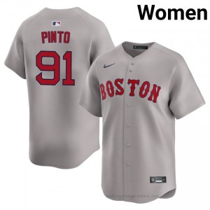 #91 Avinson Pinto Gray Women BoSox Classic Stitched Baseball Jersey m0170545