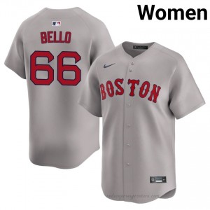 Brayan Bello #66 Red Sox Gray Women MLB Stitched Baseball Jersey v46Pn819