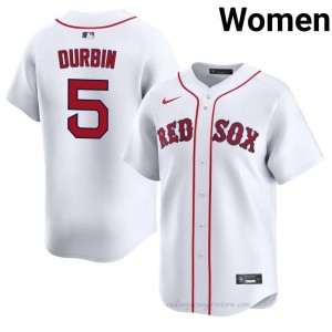 Women Caleb Durbin #5 Boston Red Sox White Authentic Stitch Baseball Jersey 8CM60838