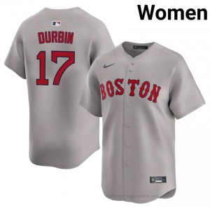 #17 Caleb Durbin Gray Women BoSox Classic Stitched Baseball Jersey Ae107j87