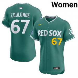 #67 Danny Coulombe Green Women BoSox Classic Stitched Baseball Jersey i511vp55