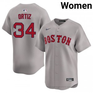 BOS Red Sox #34 David Ortiz Gray Women Replica Stitched Baseball Jersey 18tR1R21