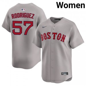 Eduardo Rodriguez #57 Red Sox Gray Women MLB Stitched Baseball Jersey 0a3rPJ63