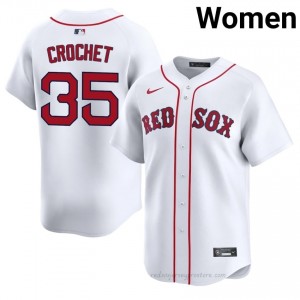 BOS Red Sox #35 Garrett Crochet White Women Player Stitch Baseball Jersey PDUS8540