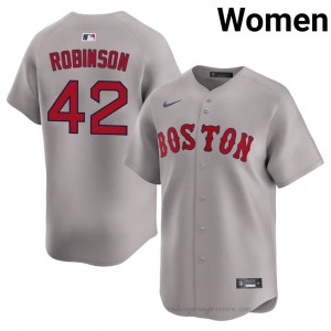 BOS Red Sox #42 Jackie Robinson Gray Women Replica Stitched Baseball Jersey it6P4W40