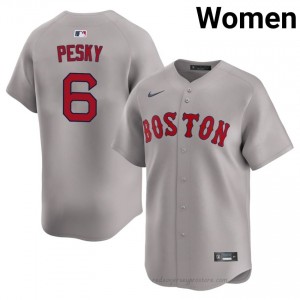 Women Johnny Pesky #6 Boston Red Sox Gray Exclusive Stitched Baseball Jersey 8F004b16