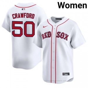 #50 Kutter Crawford White Women BoSox Official Stitch Baseball Jersey L87sP364