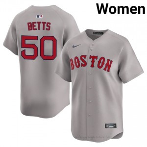 Mookie Betts #50 Red Sox Gray Women MLB Stitched Baseball Jersey 2EVPO051