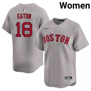 BOS Red Sox #18 Nate Eaton Gray Women Replica Stitched Baseball Jersey H4PE4J81