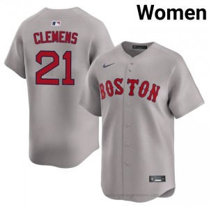 #21 Roger Clemens Gray Women BoSox Classic Stitched Baseball Jersey 40BReB47