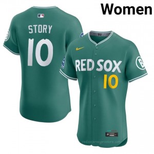 #10 Trevor Story Green Women BoSox Classic Stitched Baseball Jersey 1N7PM351