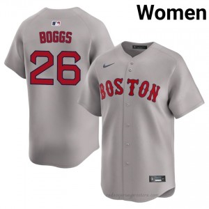 Women Wade Boggs #26 Boston Red Sox Gray Exclusive Stitched Baseball Jersey 1q006E44