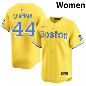 #44 Aroldis Chapman Gold Women BoSox Official Stitch Baseball Jersey B850e737