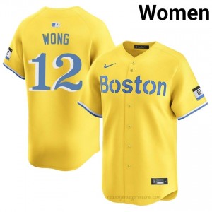 Women Connor Wong #12 Boston Red Sox Gold Authentic Stitch Baseball Jersey T4p0QI85