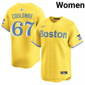 Women Danny Coulombe #67 Boston Red Sox Gold Authentic Stitch Baseball Jersey vl704557