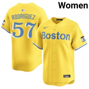 Eduardo Rodriguez #57 Red Sox Gold Women Pro-Grade Stitch Baseball Jersey wXw37013