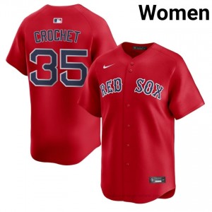 #35 Garrett Crochet Red Women BoSox Gameday Embroidery Baseball Jersey TEGW0786
