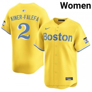 BOS Red Sox #2 Isiah Kiner-Falefa Gold Women Player Stitch Baseball Jersey 5EniHq84
