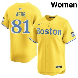 Women Jacob Webb #81 Boston Red Sox Gold Authentic Stitch Baseball Jersey 37332r82