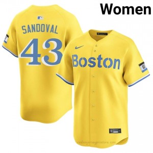 Patrick Sandoval #43 Red Sox Gold Women Pro-Grade Stitch Baseball Jersey 01422Q80
