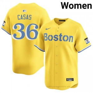 BOS Red Sox #36 Triston Casas Gold Women Player Stitch Baseball Jersey 4fa12754