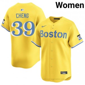 Tsung-Che Cheng #39 Red Sox Gold Women Pro-Grade Stitch Baseball Jersey R0q25p61