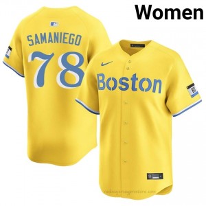 BOS Red Sox #78 Tyler Samaniego Gold Women Player Stitch Baseball Jersey 53KI2F53